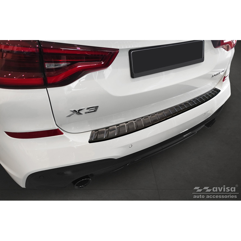 Black Stainless Steel Rear bumper protector  BMW X3 G01 M-Package 2017-2021 & Facelift 2021- Incl. M Competition 2019-2021 'Ribs'