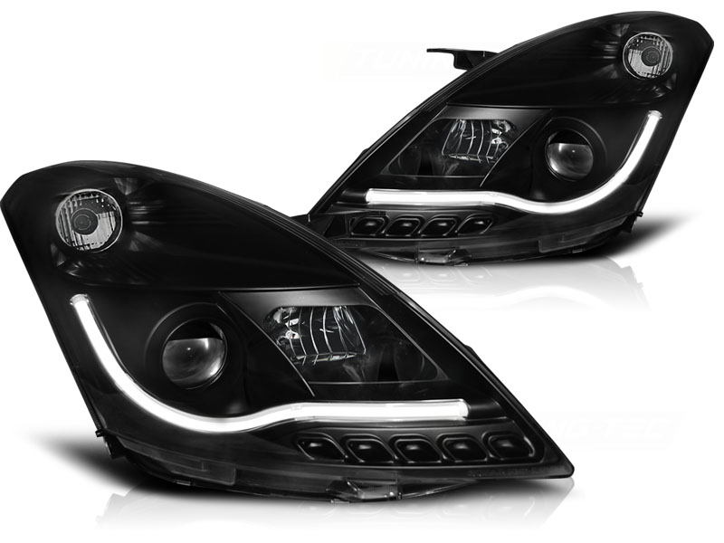 Koplampen Suzuki Swift 10-16 Tube Light LED Zwart