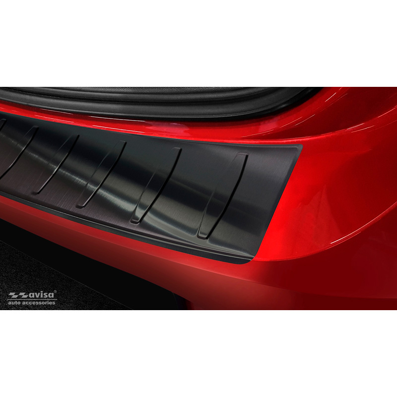 Black Stainless Steel Rear bumper protector  Opel Corsa F HB 5-doors GS-Line 2019- 'Ribs'