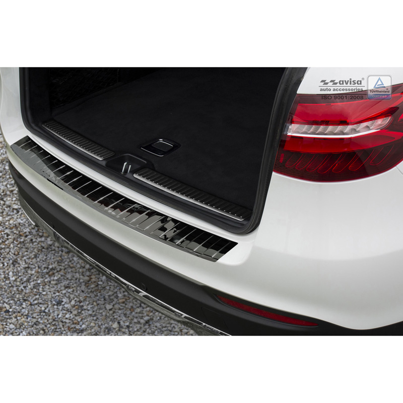 Black Mirror Stainless Steel Rear bumper protector  Mercedes GLC 2015-2019 & FL 2019- 'Ribs'