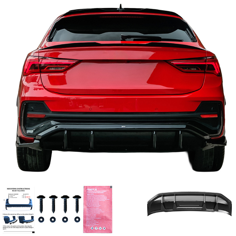 Oneway Rear Diffuser  Audi Q3 (F3N) Sportback S-Line 2019-2025 excl. RSQ3 - Gloss black