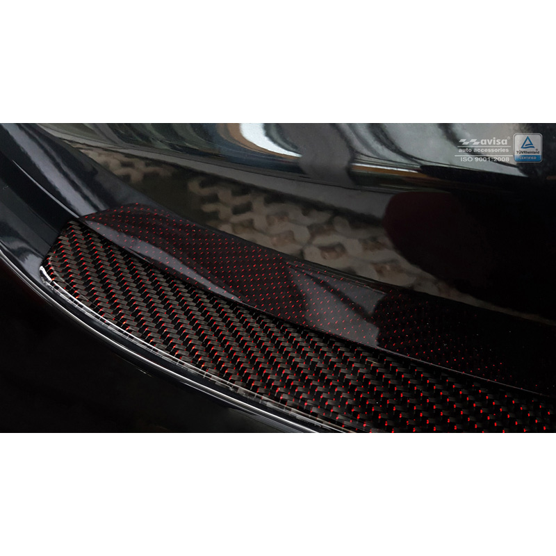 Carbon Rear bumper protector  Mercedes E-Class W213 Sedan 2016-2020 & FL 2020-2023 Red-Black Carbon