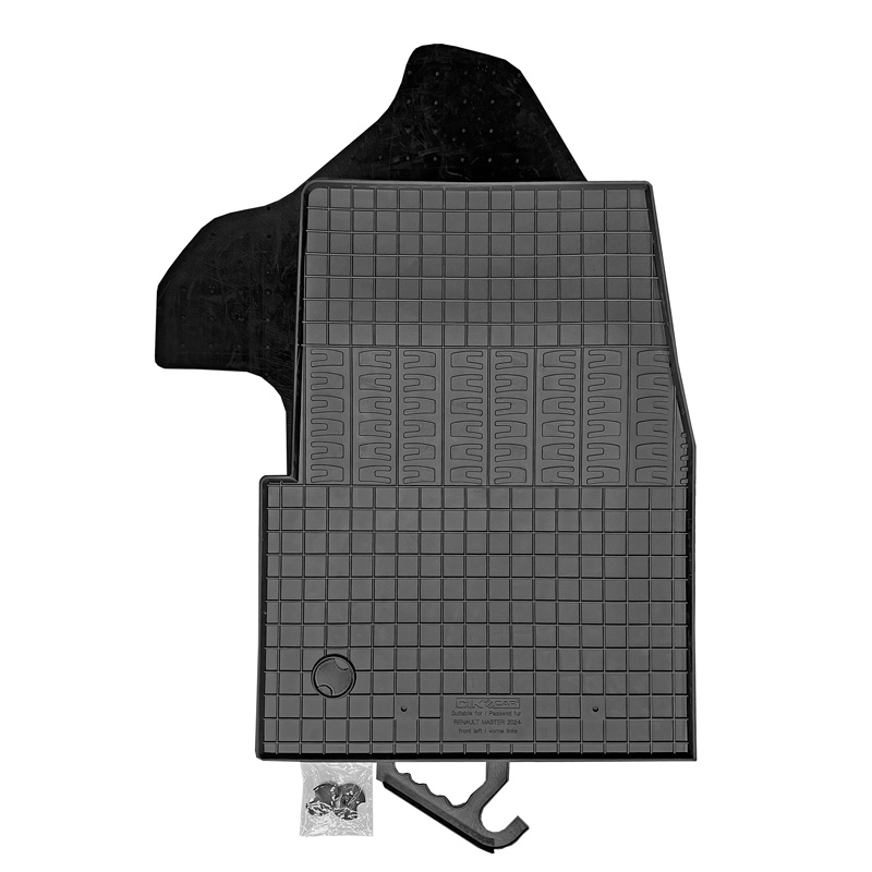 Rubber car mats set  Renault Master IV 2024- & Nissan Interstar 2024- (3-pieces + fixing system)