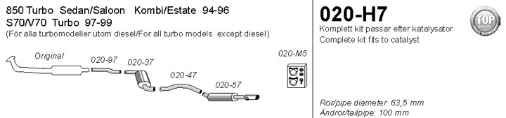 Simons Uitlaatsysteem af kat. Volvo 850 1993-1997