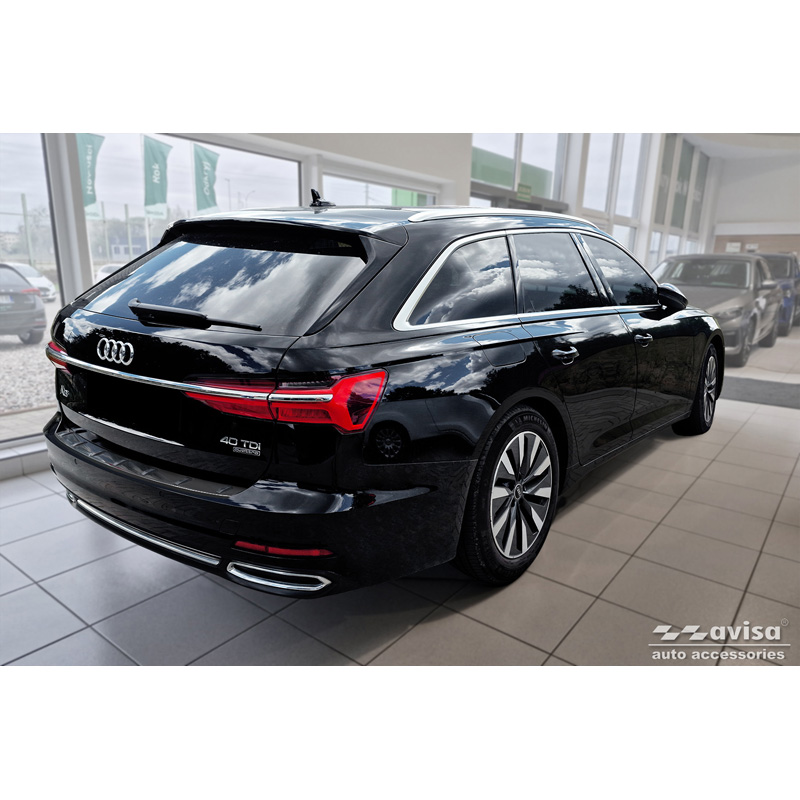 Black Stainless Steel Rear bumper protector  Audi A6 (C8) Avant incl. S-Line 2023- 'STRONG EDITION'