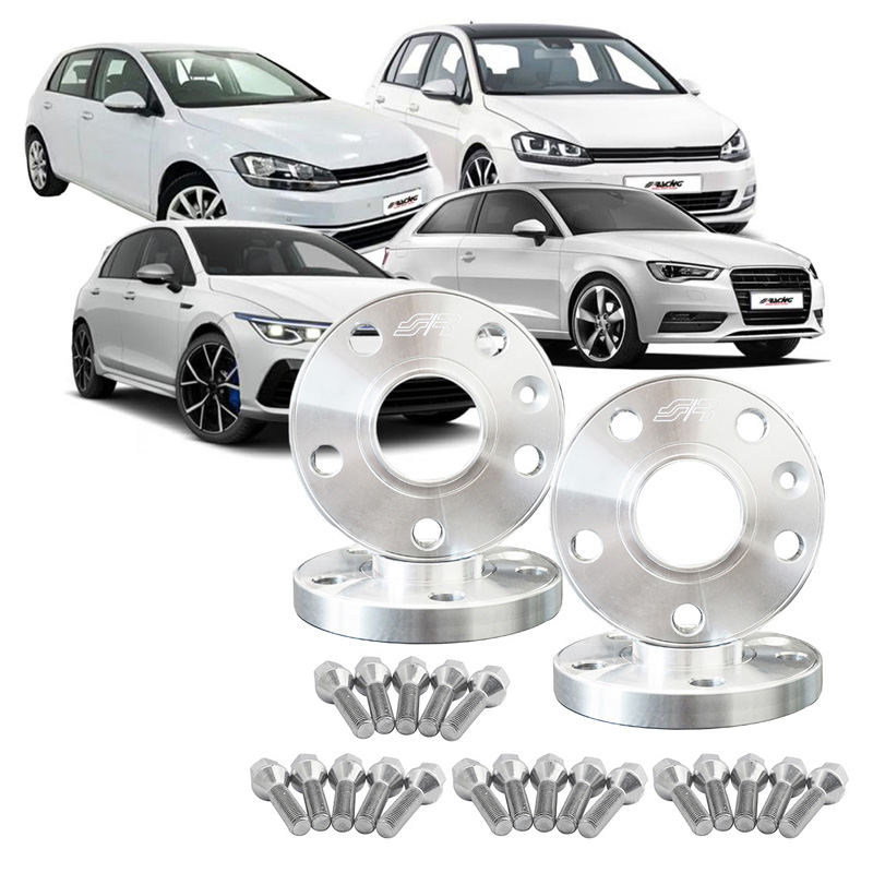 Simoni Racing Aluminium-Spurverbreiterungssatz - 2x13mm(VA) - 2x15mm(HA) (Mittenzentrierung 57,1mm) mit Radschrauben - passend für Audi, VW Diverse