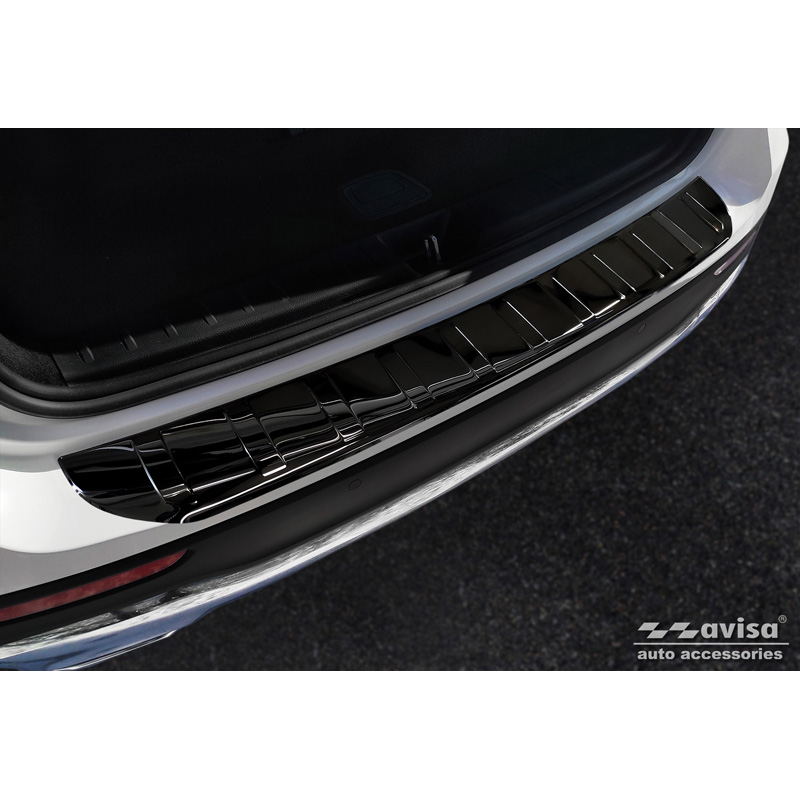 Black Mirror Stainless Steel Rear bumper protector  Mercedes GLB (X247) incl. AMG 2019- 'Ribs'