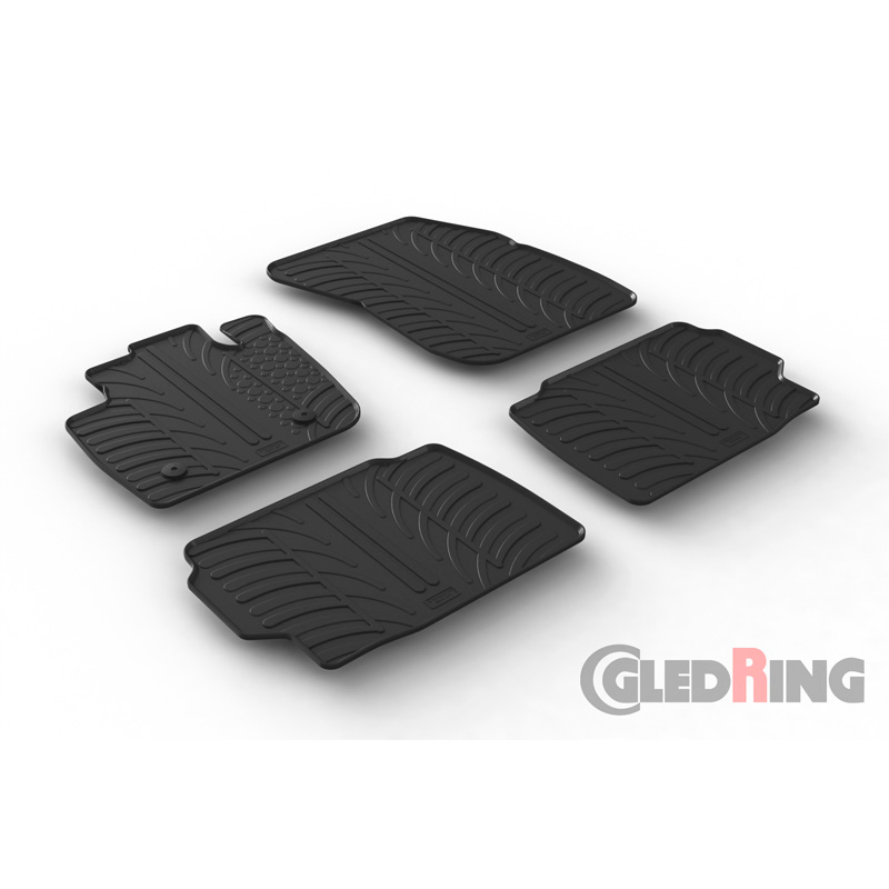 Rubber car mats set  Ford Mondeo 2015- (T profile 4-pieces + mounting clips)