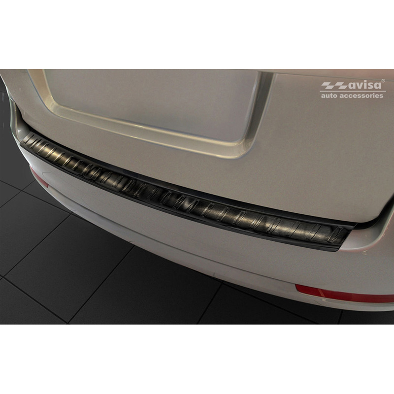 Black Stainless Steel Rear bumper protector  Skoda Octavia II Combi 2004-2013 (excl. Scout) 'Ribs'