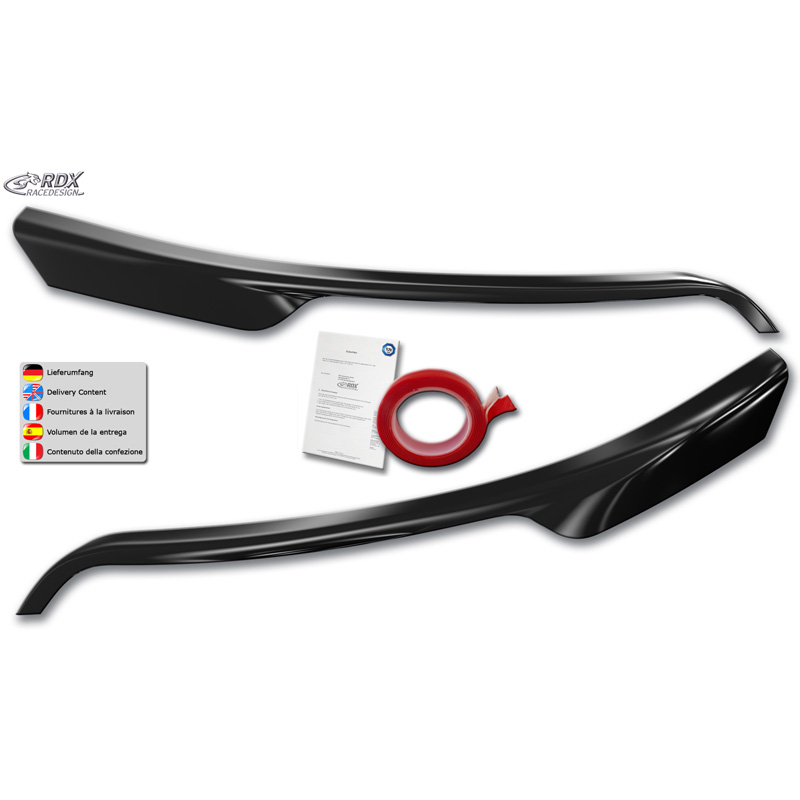 RDX Racedesign Head light spoilers  Ford Transit (silver Halogen headlights) 2014- (ABS Gloss Black)