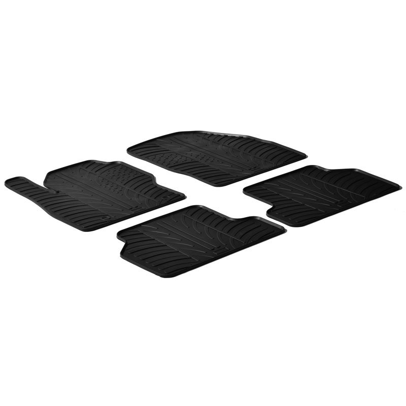Rubber car mats set  Ford Focus II 2005-2011 (T profile 4-pieces + mounting clips)