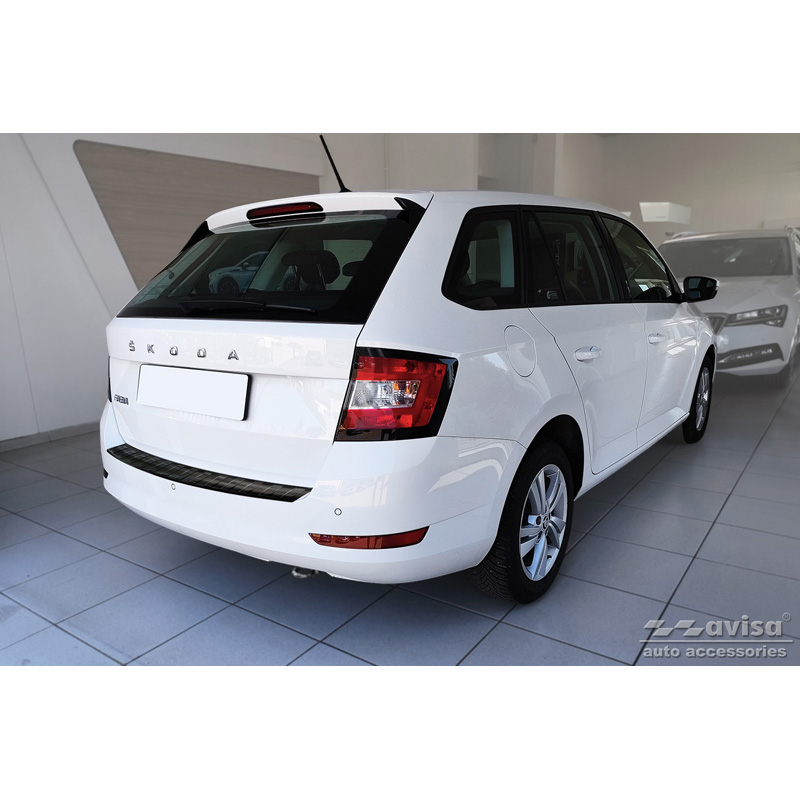 Zwart RVS Achterbumperprotector  Skoda Fabia III Combi FL 2018- 'Ribs'
