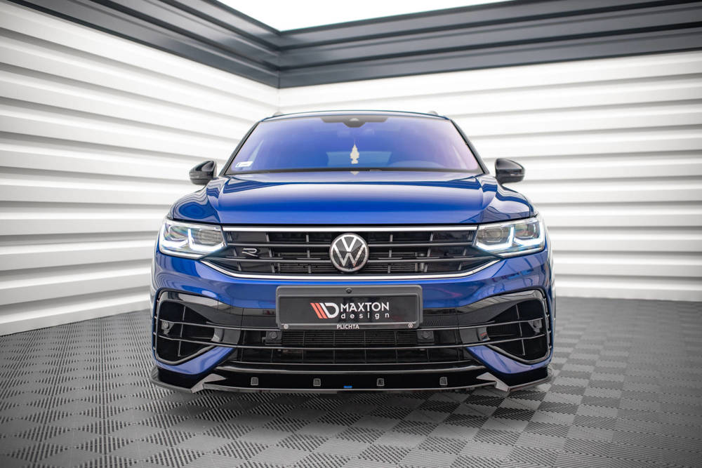 Voorspoiler V.2 VW Tiguan R MK2 Facelift Maxton Glans Zwart