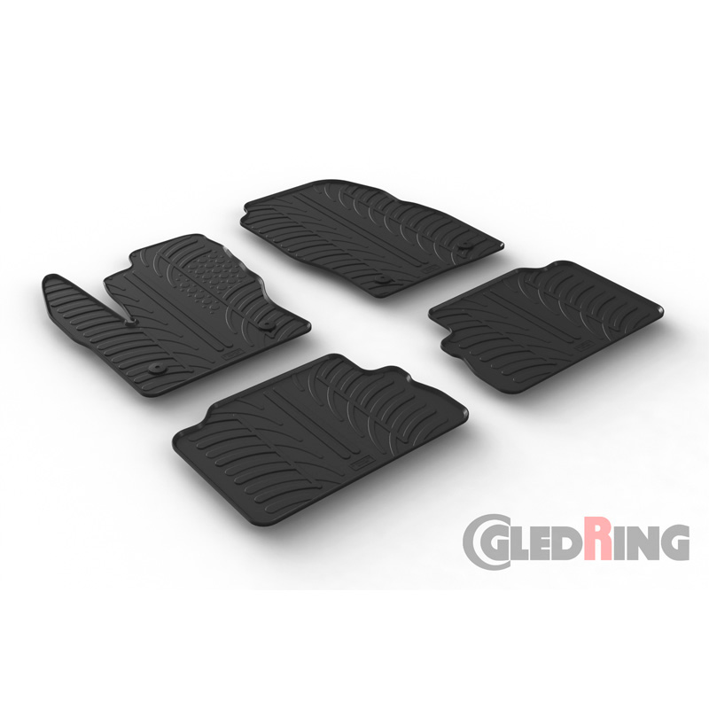Rubber car mats set  Ford Kuga 2016-2019 (T profile 4-pieces + mounting clips)