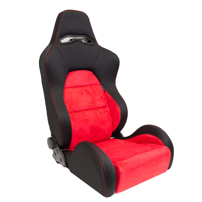 Sport seat 'Eco Soft' - Black/Red - Dual-side reclinable back-rest - incl. slides