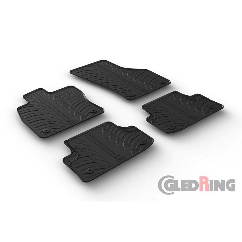 Rubber car mats set  Audi A3 (8V) HB/Sportback/Sedan 2012-2020 (T profile 4 pieces + mounting clips)