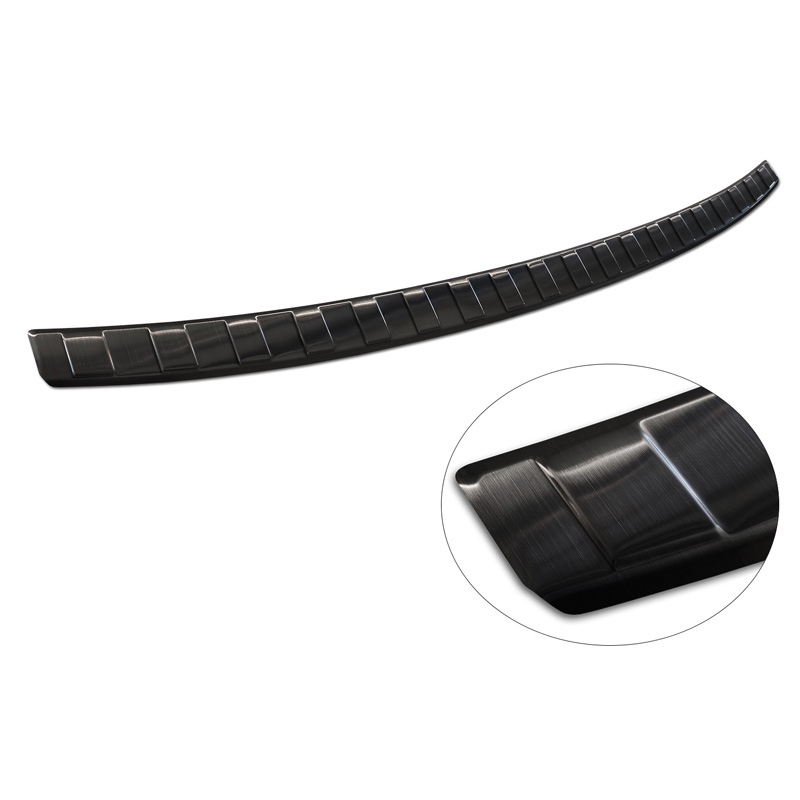 Black Stainless Steel Rear bumper protector  Audi Q3 II 2019- incl. S-Line 'Ribs'