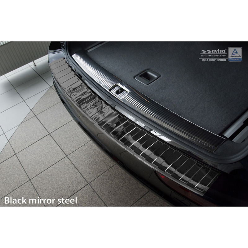 Black Mirror Stainless Steel Rear bumper protector  Audi Q5 2008-2012 & 2012- 'Ribs'