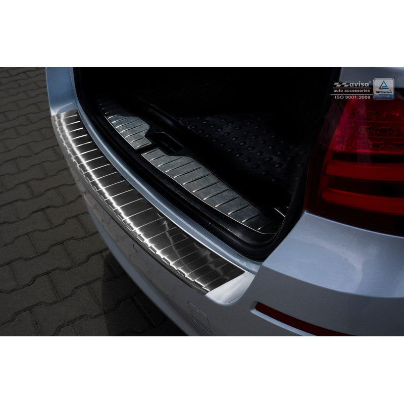 Black Stainless Steel Rear bumper protector  BMW 5-Series F11 Touring 2010- 'Ribs'