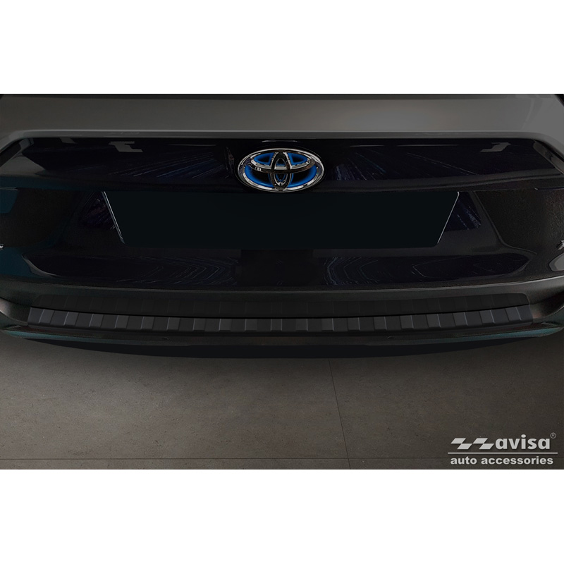 Matt Black Stainless Steel Rear bumper protector  Toyota RAV4 (5th Gen.) 2018- & Suzuki Across 2020- 'Ribs'