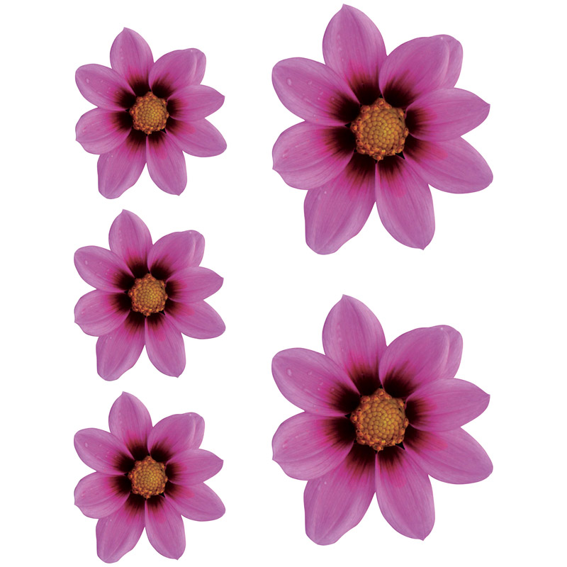 Sticker Flower Garden - roze - 2x 16x15cm + 3x 8,5x8cm