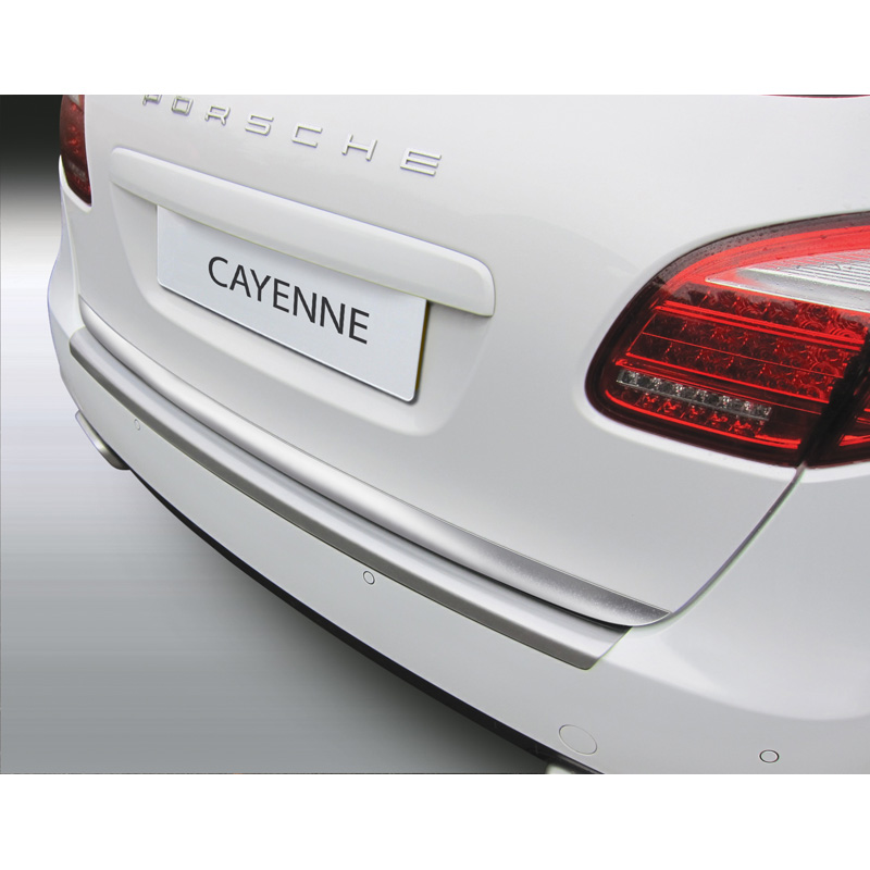 ABS Rear bumper protector  Porsche Cayenne 2010-2014 'Ribbed' 'Brushed Alu' Look