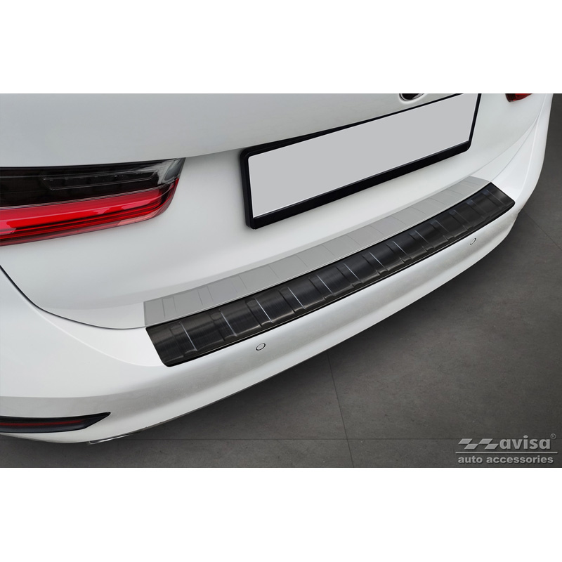 Black Stainless Steel Rear bumper protector  BMW 3-Series G21 Touring 2019-2022 'Ribs'