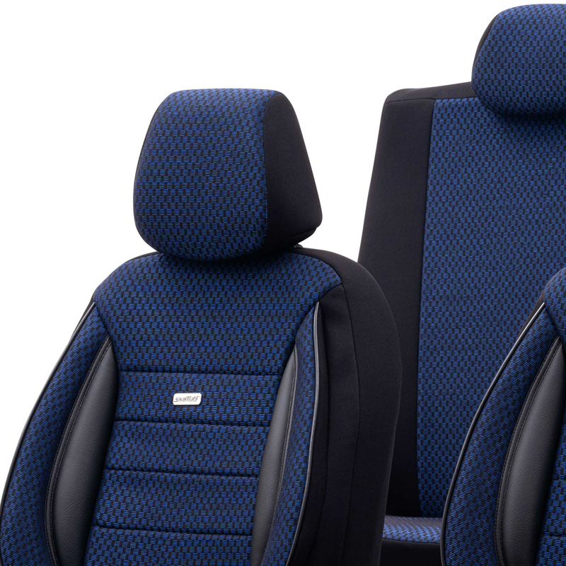 Universal Fabric Seat cover set 'SelectedFit Sports' Black/Blue - 11-pieces -  Side-Airbags