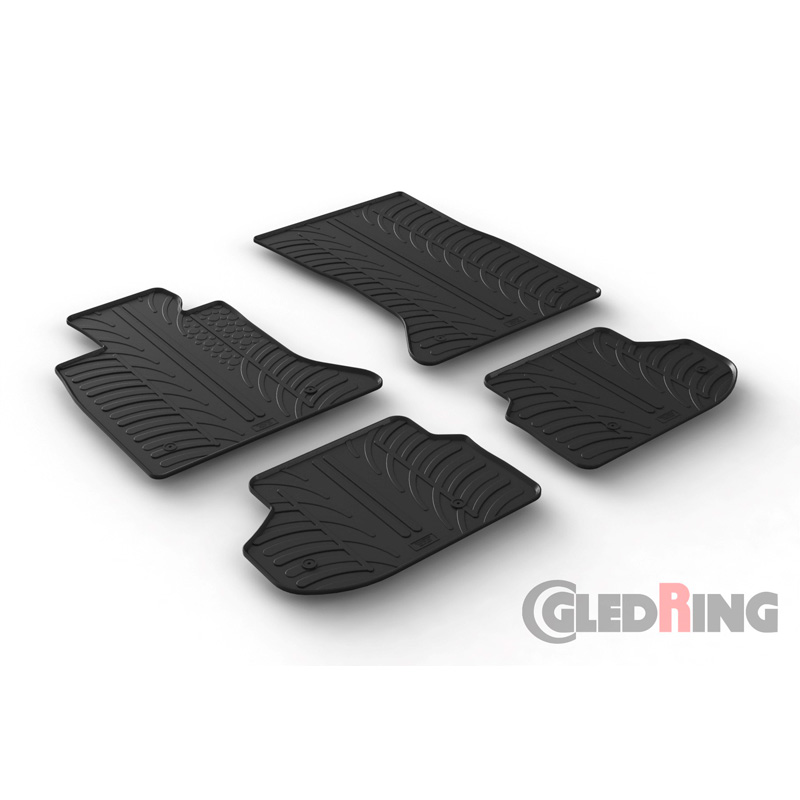 Rubber car mats set  BMW 5 Series F10/F11 2010-2016 (T profile 4-pieces + mounting clips)