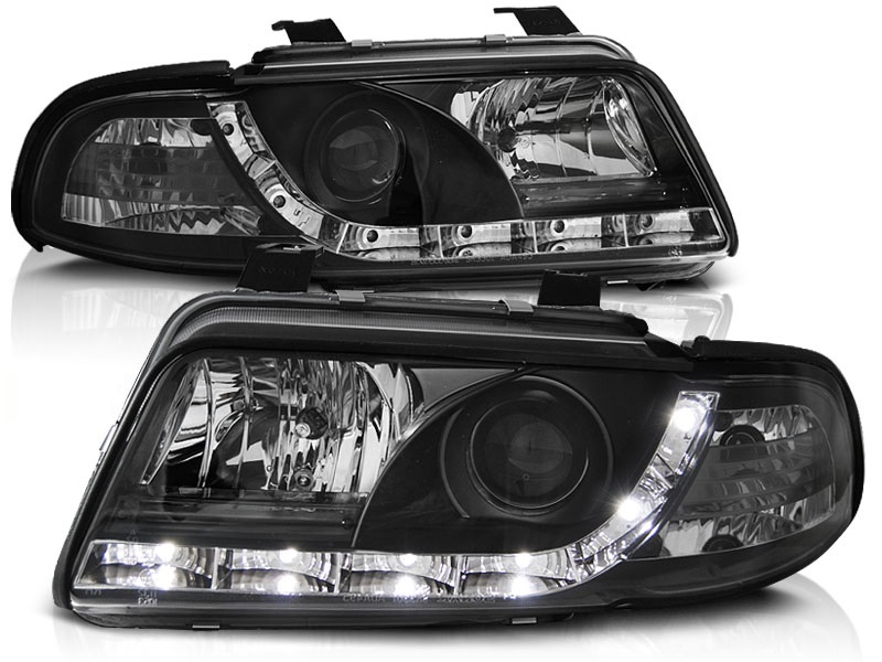 Koplampen Audi A4 99-01 zwart + Daytime Running Light