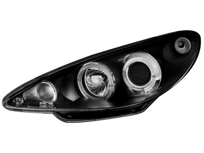 Headlights Peugeot 206 02-.. / S16 99-.. Angel Eyes Black