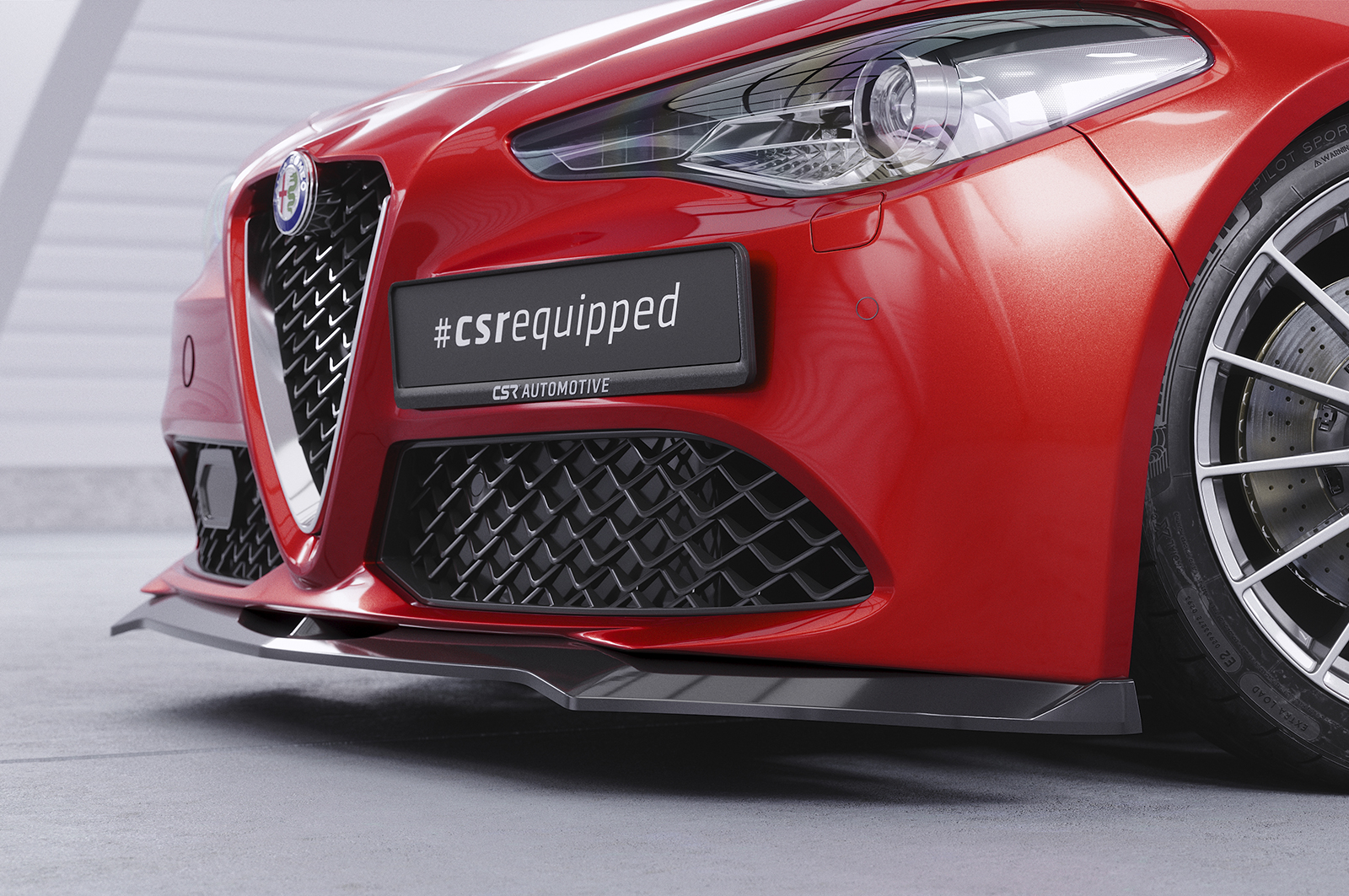 Voorspoiler Alfa Romeo Giulia CSR Glans Zwart