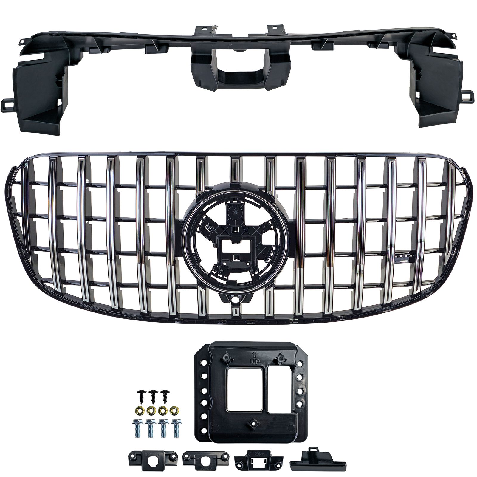 Grill Mercedes GLS X167 FL 23-.. Glans Zwart / Chroom