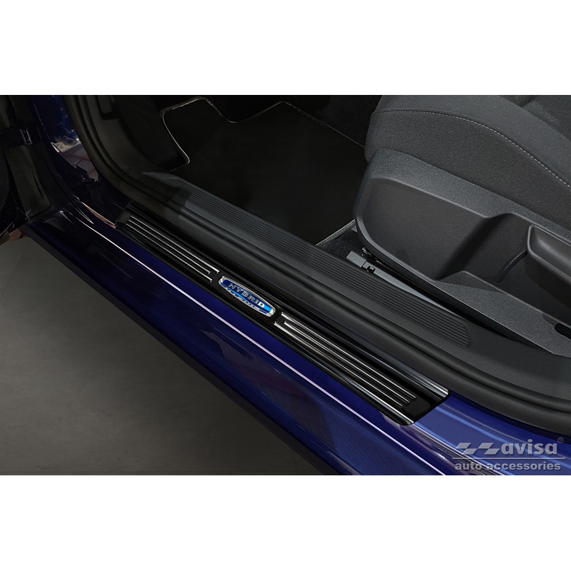Black Inox door sill protectors  Volkswagen Golf VIII Hatchback/Variant 2020-2024 & FL 2024- 'Hybrid' - 4-pieces