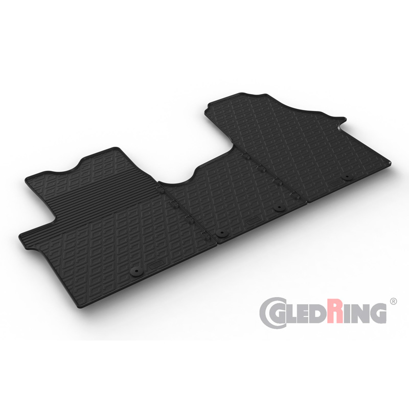 Gledring Rubber car mats set  Fiat Talento 2016- / Renault Trafic 2014-2019 / Opel Vivaro 2014-2019 / Nissan NV300 2016- (Bus) (1st row) (G profile 3-pieces + mounting clips)