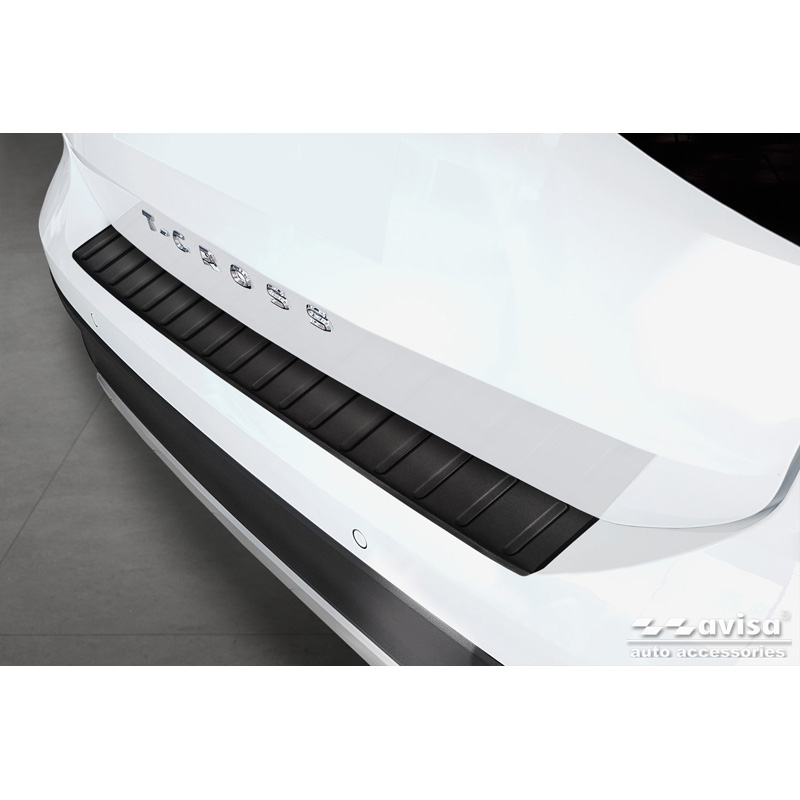 Matt Black Stainless Steel Rear bumper protector  Volkswagen T-Cross 2019-2024 & FL 2024- 'Ribs'