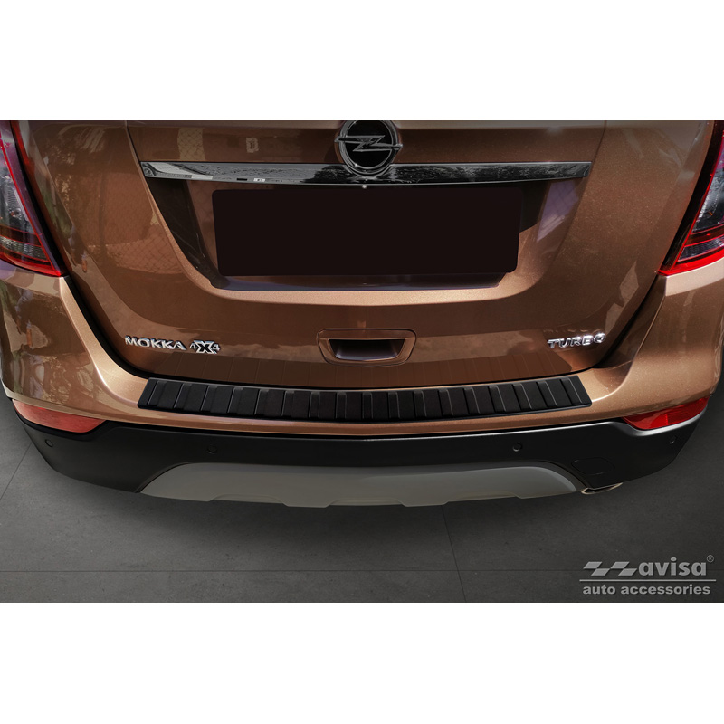 Matt Black Stainless Steel Rear bumper protector  Opel Mokka X 2016- 'Ribs'