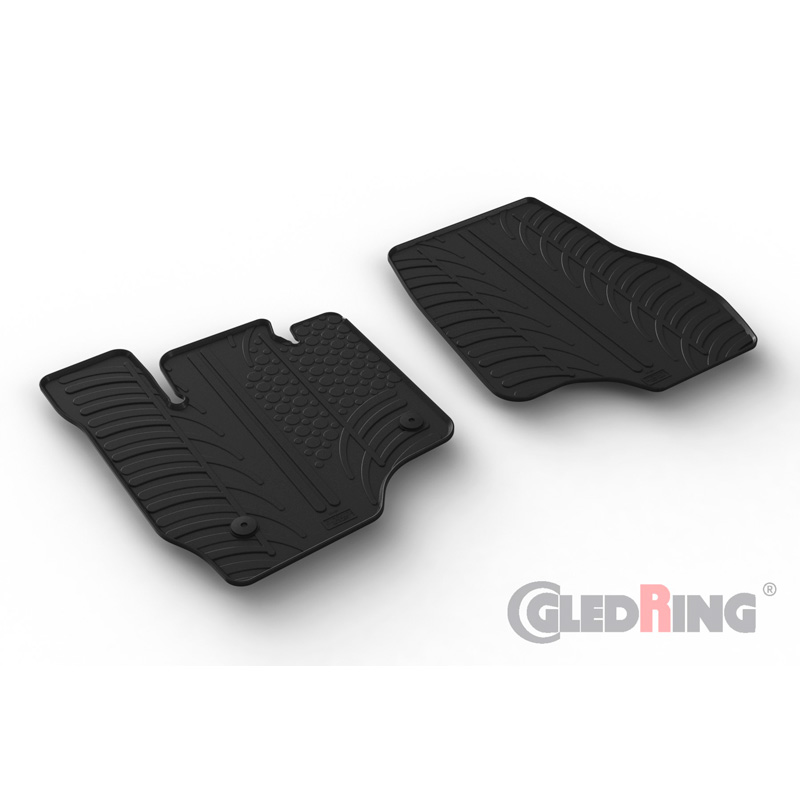 Rubber car mats set  Ford F-150 Super Crew (13&14th Gen.) 2015-2021 & 2021- (T profile 2-pieces + mounting clips)