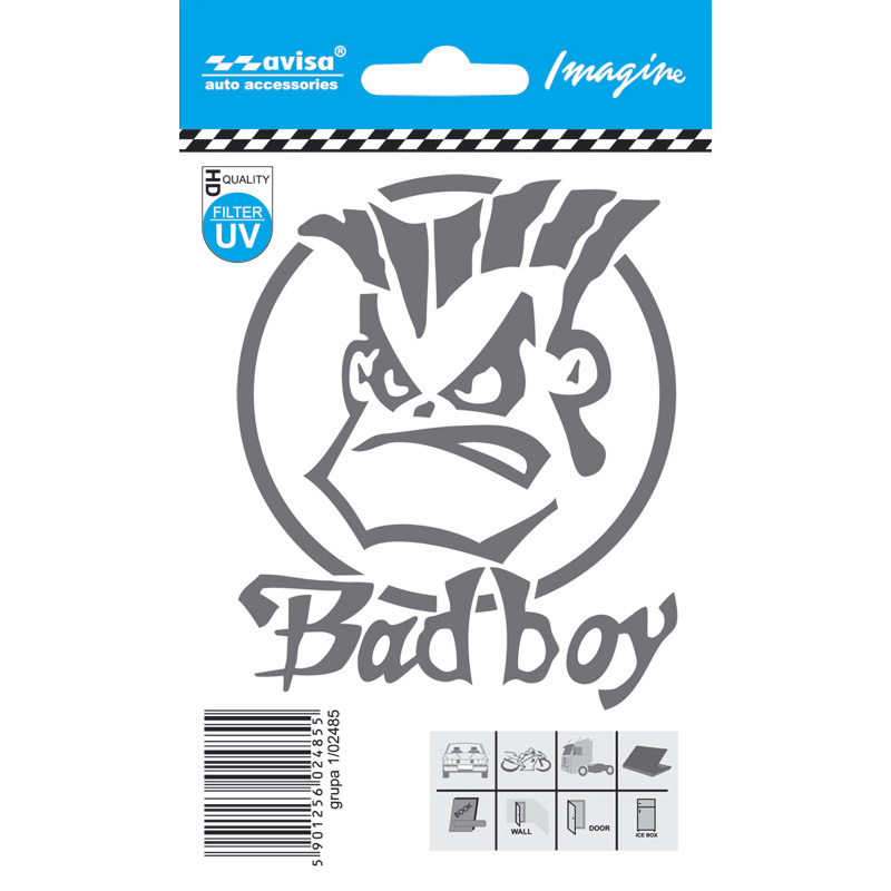 Auto Tattoo Sticker BAD BOY silver - 8,1x9,8c