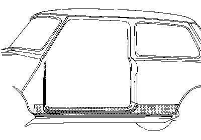 dorpel, rechts Austin Mini