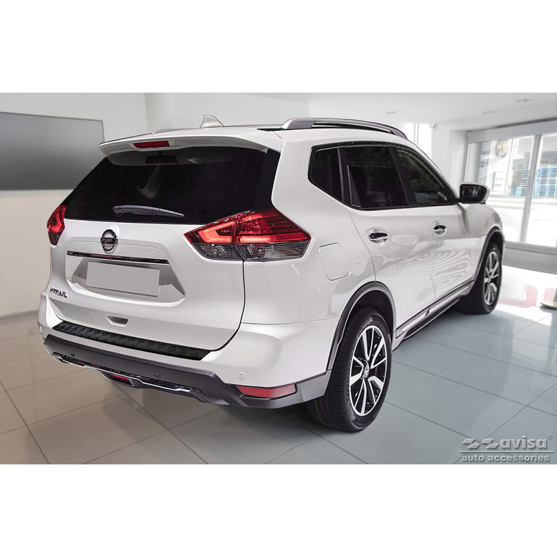 Matt Black Aluminum Rear bumper protector  Nissan X-Trail III (T32) Facelift 2017-2021 'Riffled Plate'