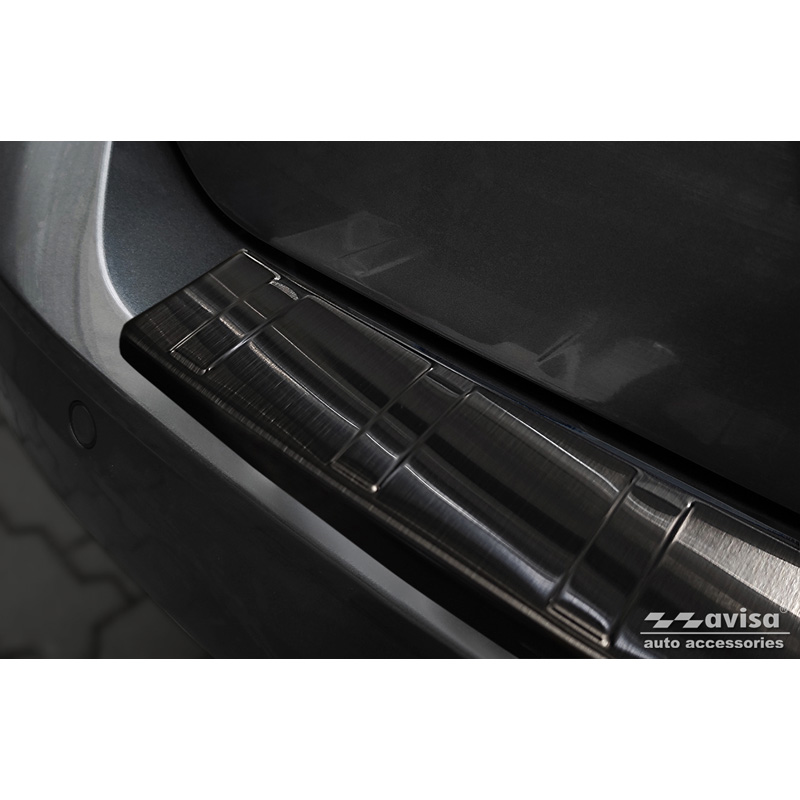 Black Stainless Steel Rear bumper protector  Volkswagen Caddy V 2020- 'Ribs'