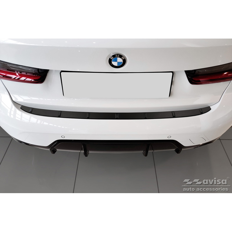 Matt Black Stainless Steel Rear bumper protector  BMW 3-Series G20 Sedan M-Package 2019- 'Ribs'
