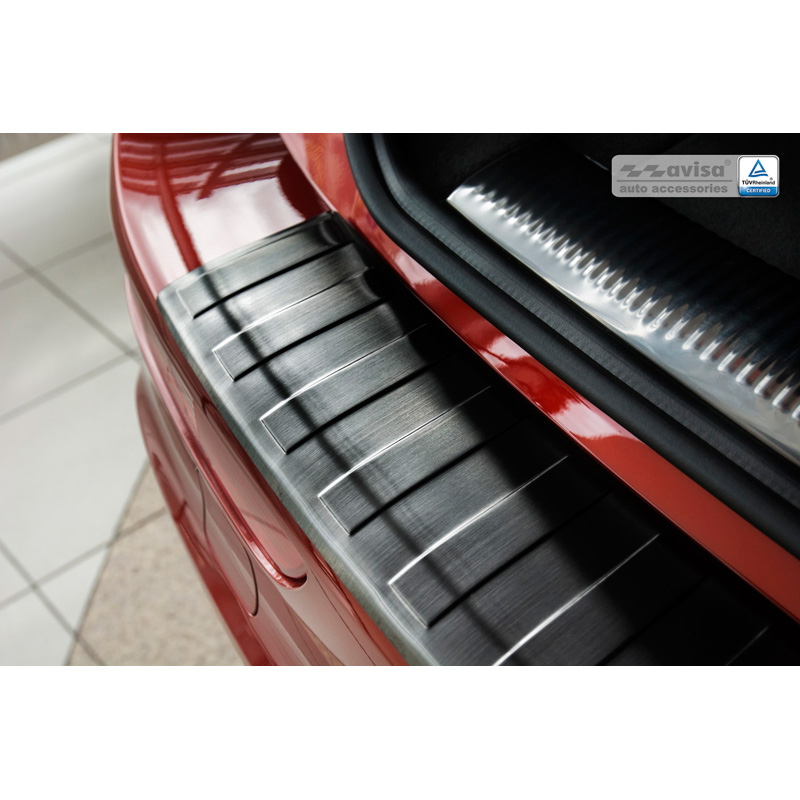 Black Stainless Steel Rear bumper protector  Audi Q5 2008-2012 & 2012- 'Ribs'