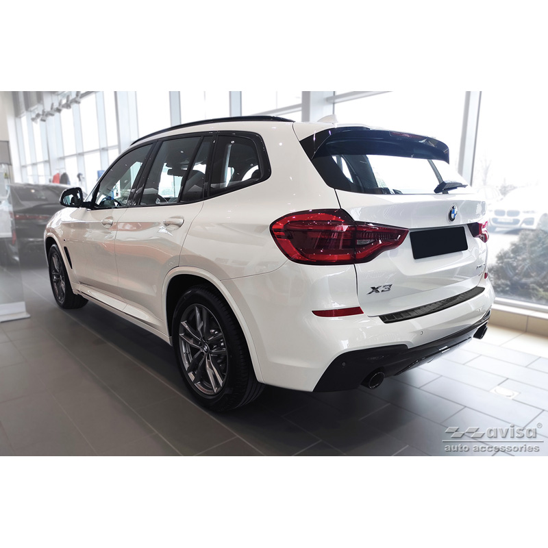 Black Stainless Steel Rear bumper protector  BMW X3 G01 M-Package 2017-2021 & Facelift 2021- Incl. M Competition 2019-2021 'Ribs'