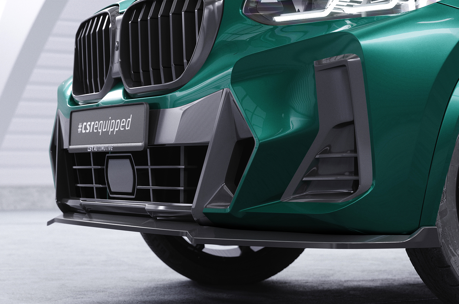 Voorspoiler BMW X3 G01 M pakket FL CSR Glans Zwart