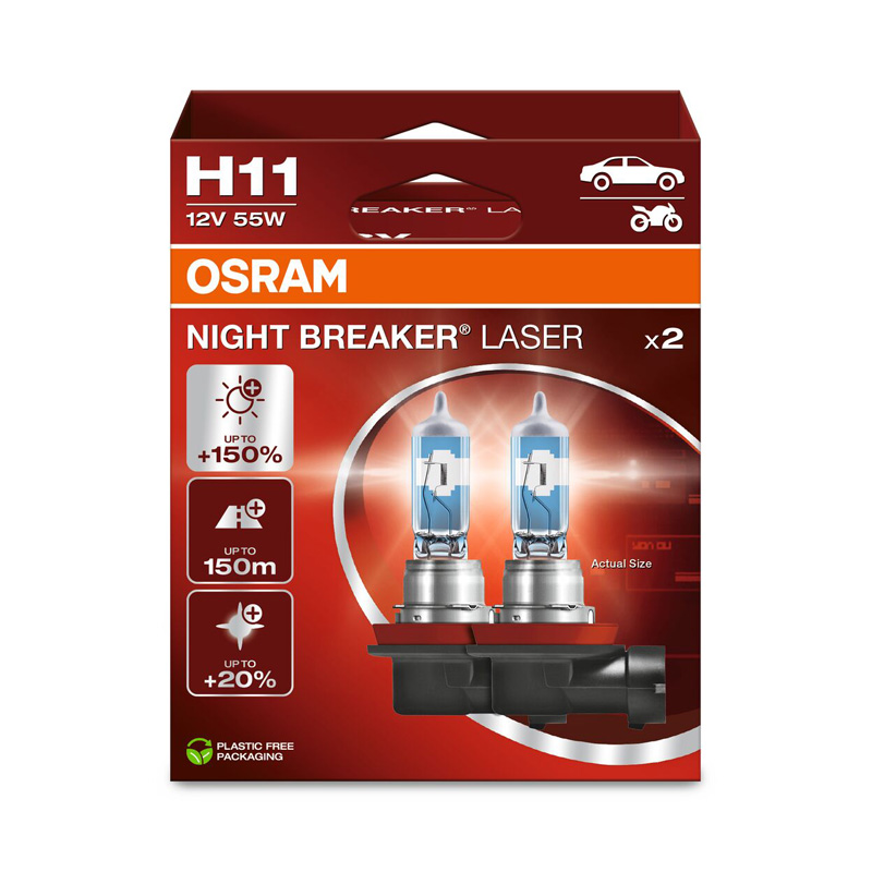 Osram Night Breaker Laser Halogen bulbs - H11 - 12V/55W - set of 2 pieces