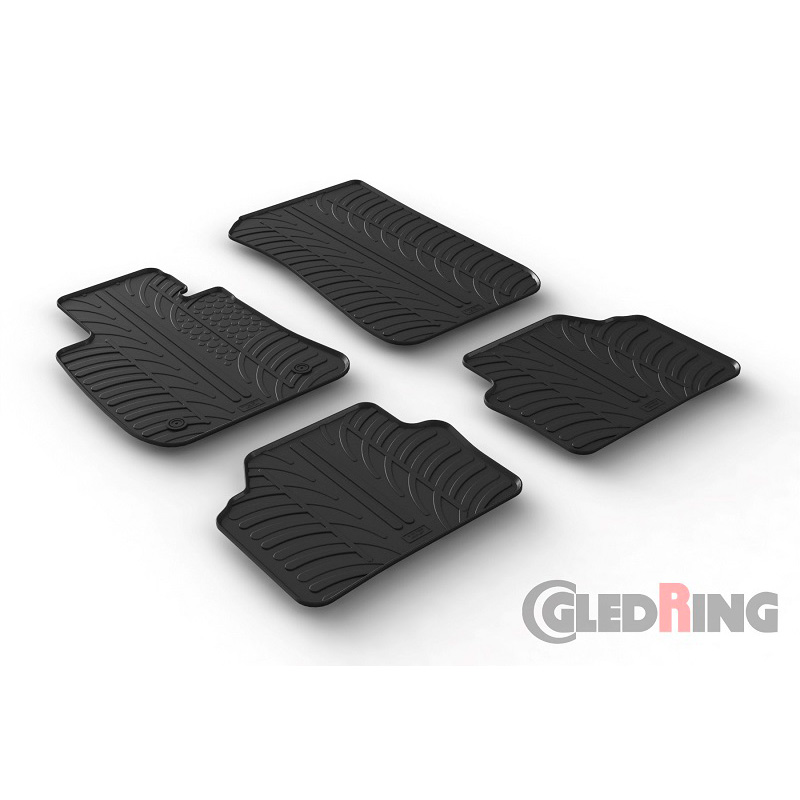 Rubber car mats set  BMW 3 Series E90/E91 2005-2012 (T profile 4-pieces + mounting clips)