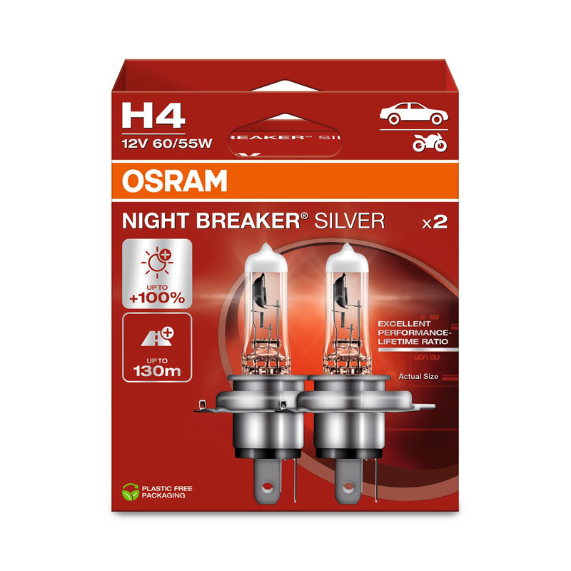 Osram Night Breaker Silver Halogen bulbs - H4 - 12V/60-55W - set of 2 pieces