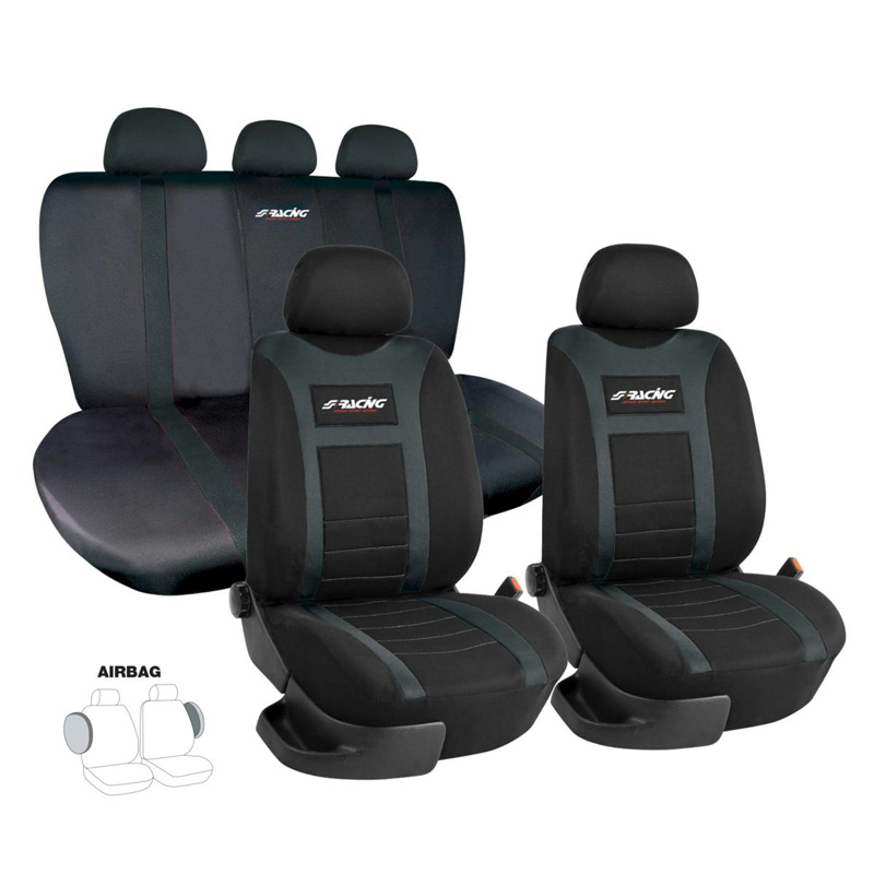 Simoni Racing Seat Cover Set Type H - Black - Complete Set 11 pieces